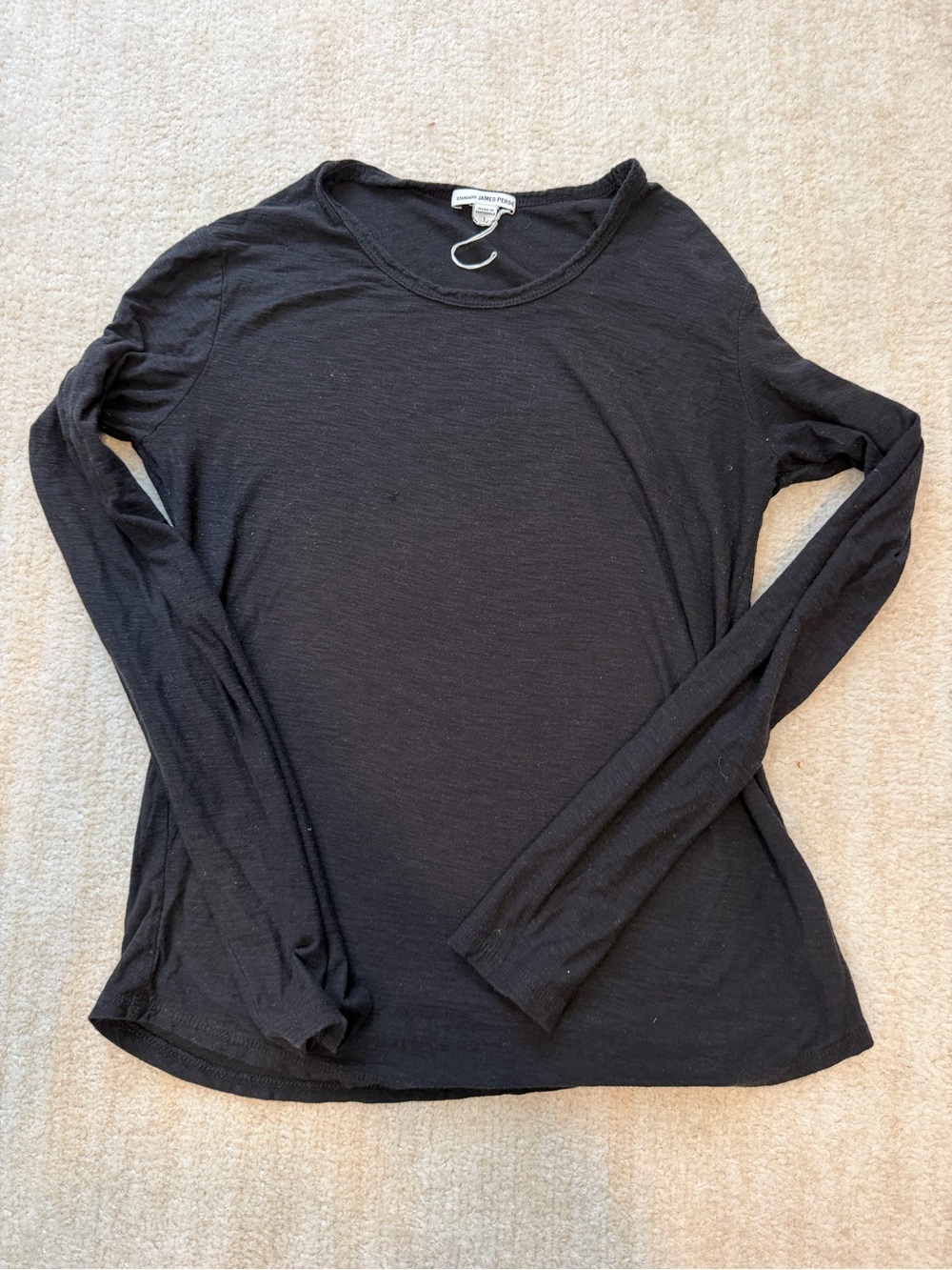 James Perse Black Long-Sleeve Slub Crewneck Tee